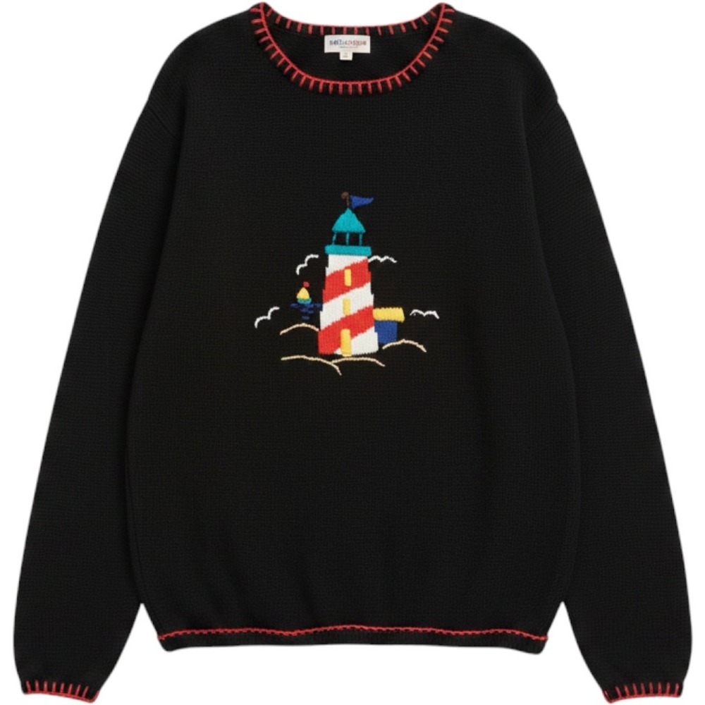 Sag Harbor Lighthouse Sweater Womens Large Nautical Coastal Cottagecore Beach